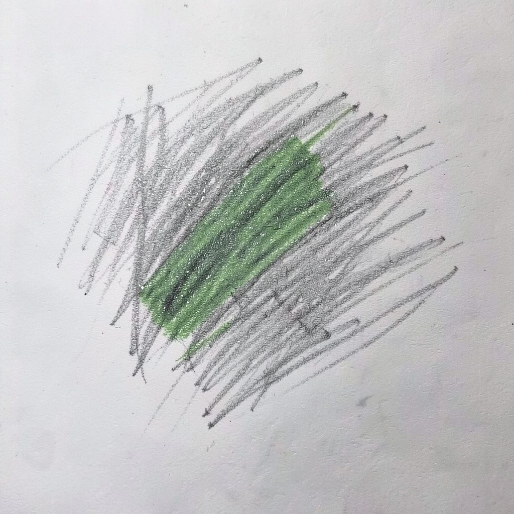 Graphitzeichnung einer modernen Küche mit klaren Linien, hellen Holzoberflächen und dezenten Akzenten