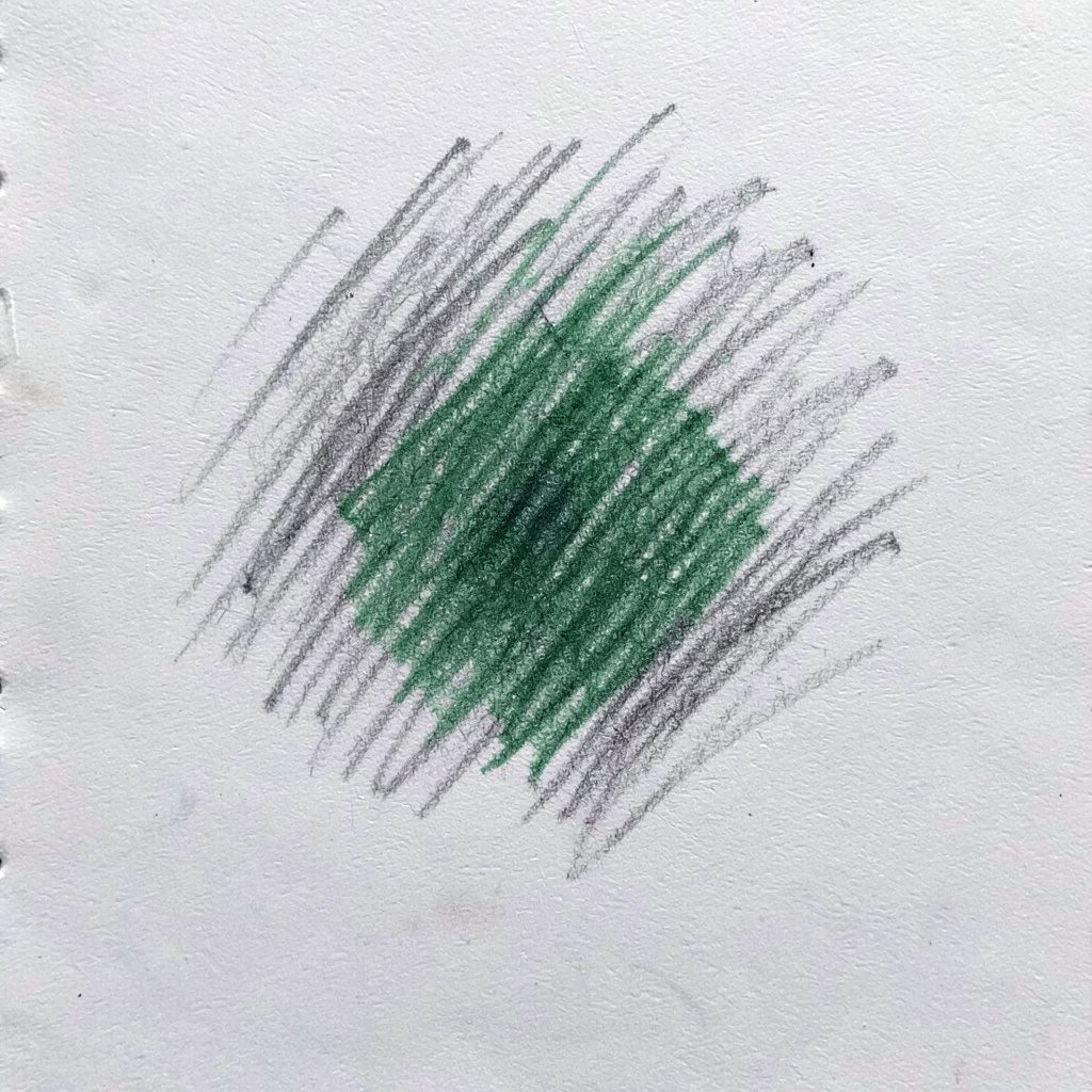 Graphitzeichnung eines hellen, luftigen Innenraums mit skandinavischen Möbeln, weiche Grau- und Beigetöne
